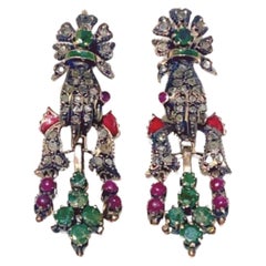 Victorian Hand Rose Cut Diamond Gold Earrings