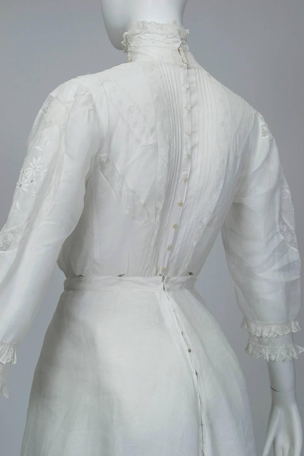 Victorian Handkerchief Hem Eyelet and Lace Bustle Tea Dress 2