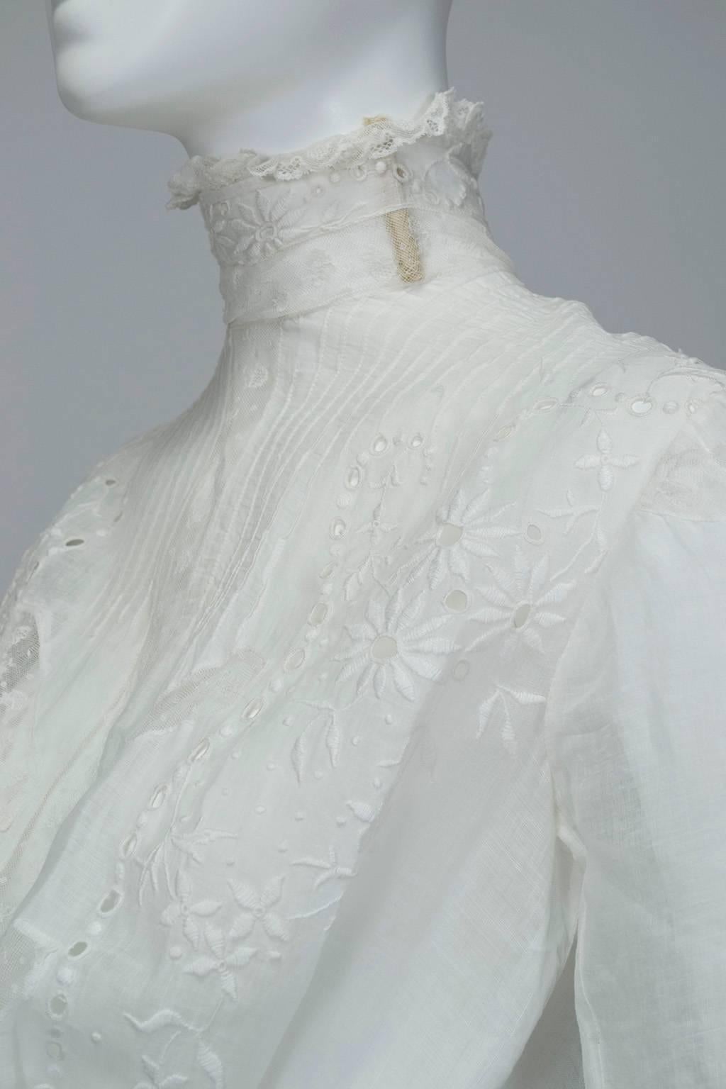 Victorian Handkerchief Hem Eyelet and Lace Bustle Tea Dress 3