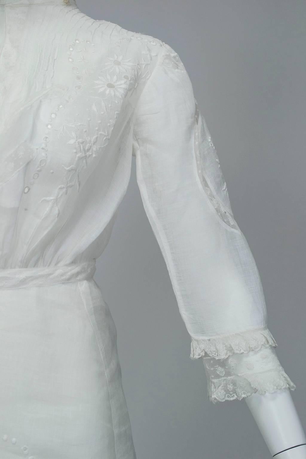 Victorian Handkerchief Hem Eyelet and Lace Bustle Tea Dress 4