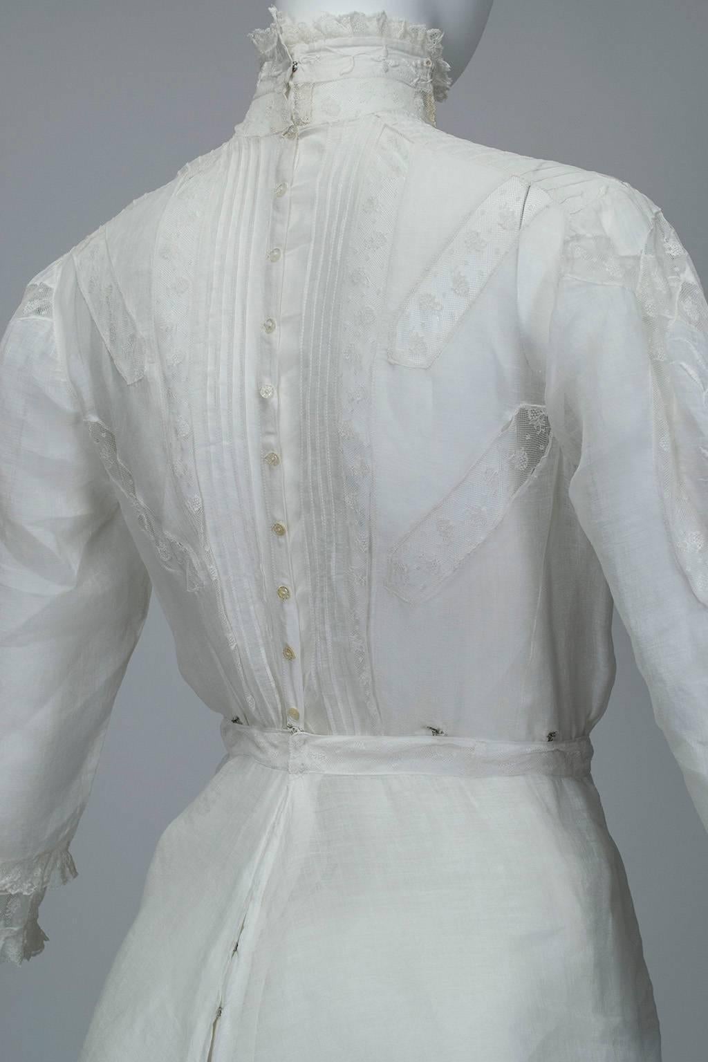 Victorian Handkerchief Hem Eyelet and Lace Bustle Tea Dress 1