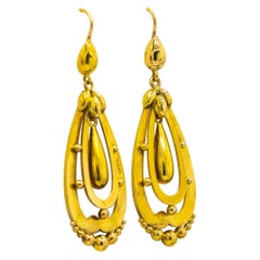 Victorian Handmade 14 Karat Yellow Gold Earrings