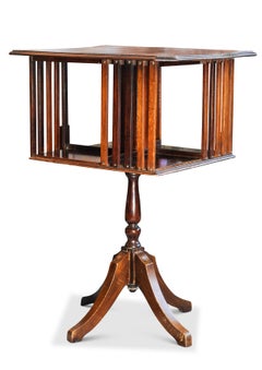 Victorian Handmade Floor Standing Revolving Bookcase with Chamfered Edge, 1800s