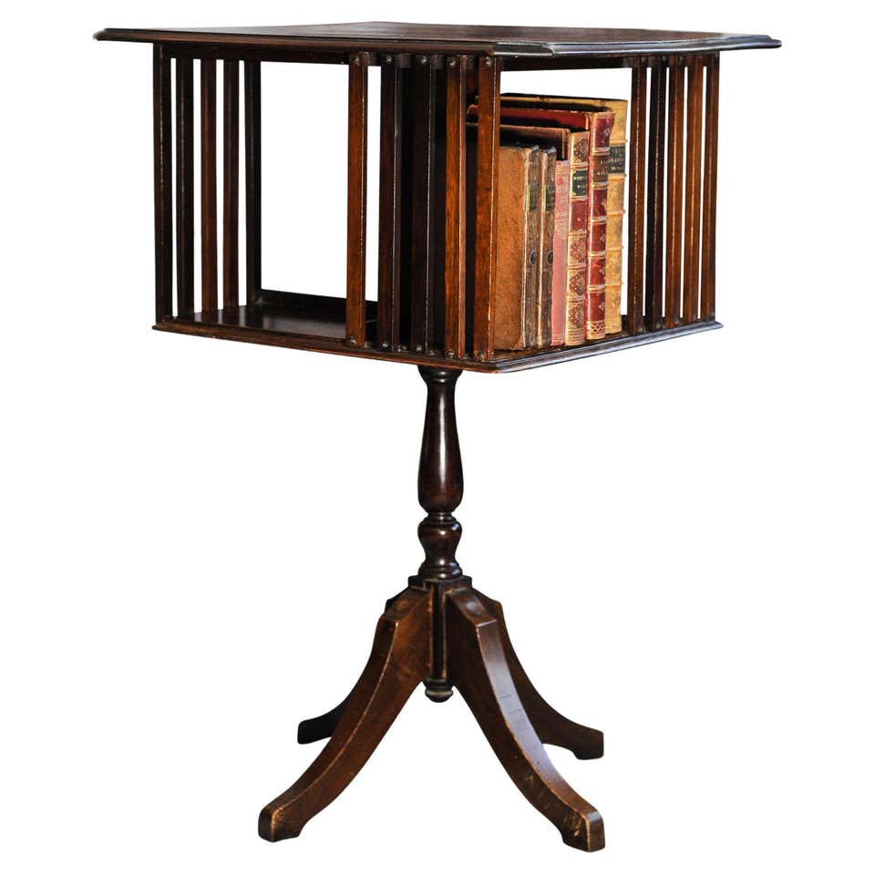 Revolving Library Rack Edwardian Revolving Two Tier Oak Library Bookcase With Porcelain ...
