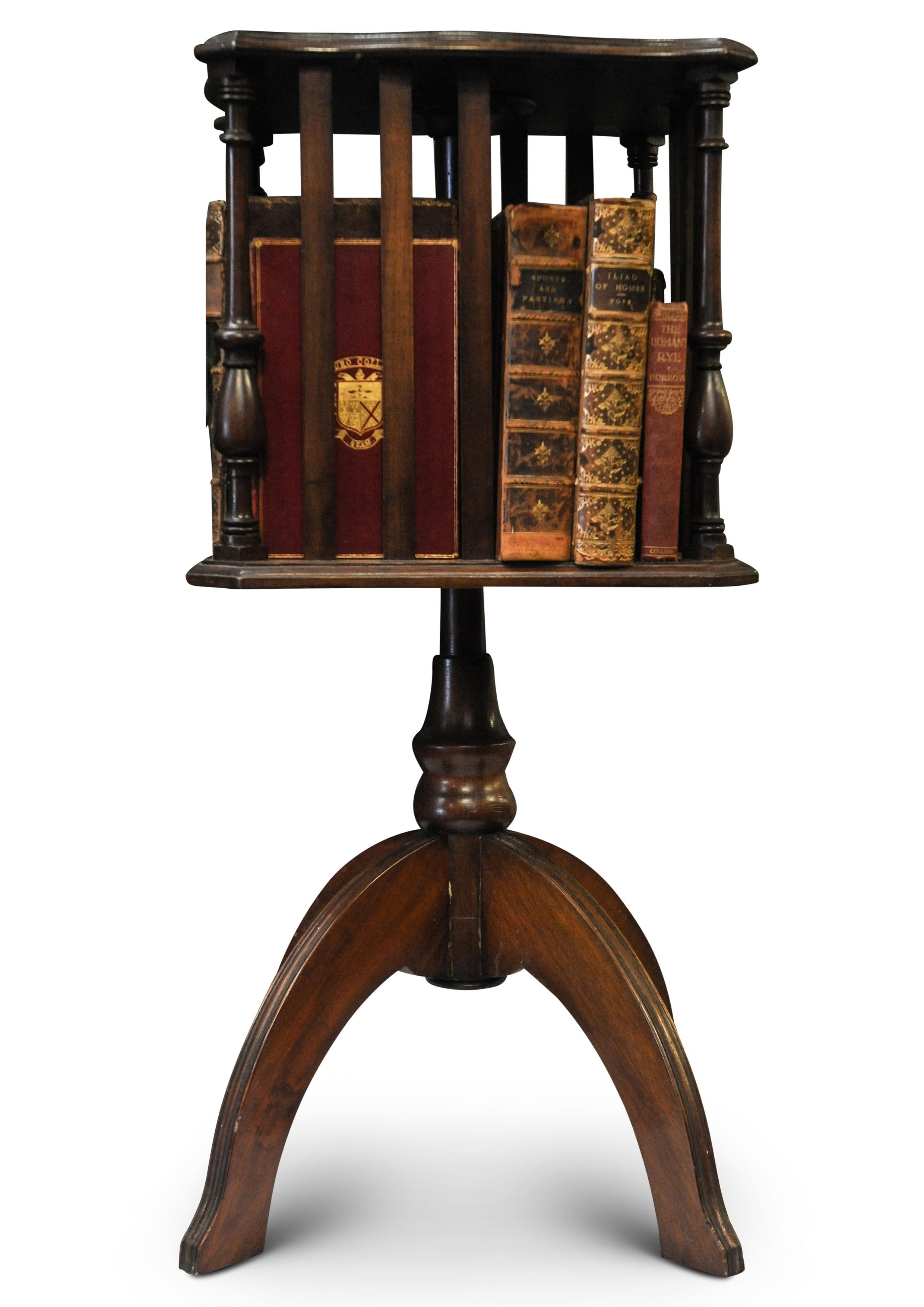Hand-Crafted Victorian Handmade Floor Standing Revolving Bookcase with Chamfered Edge 1870's For Sale