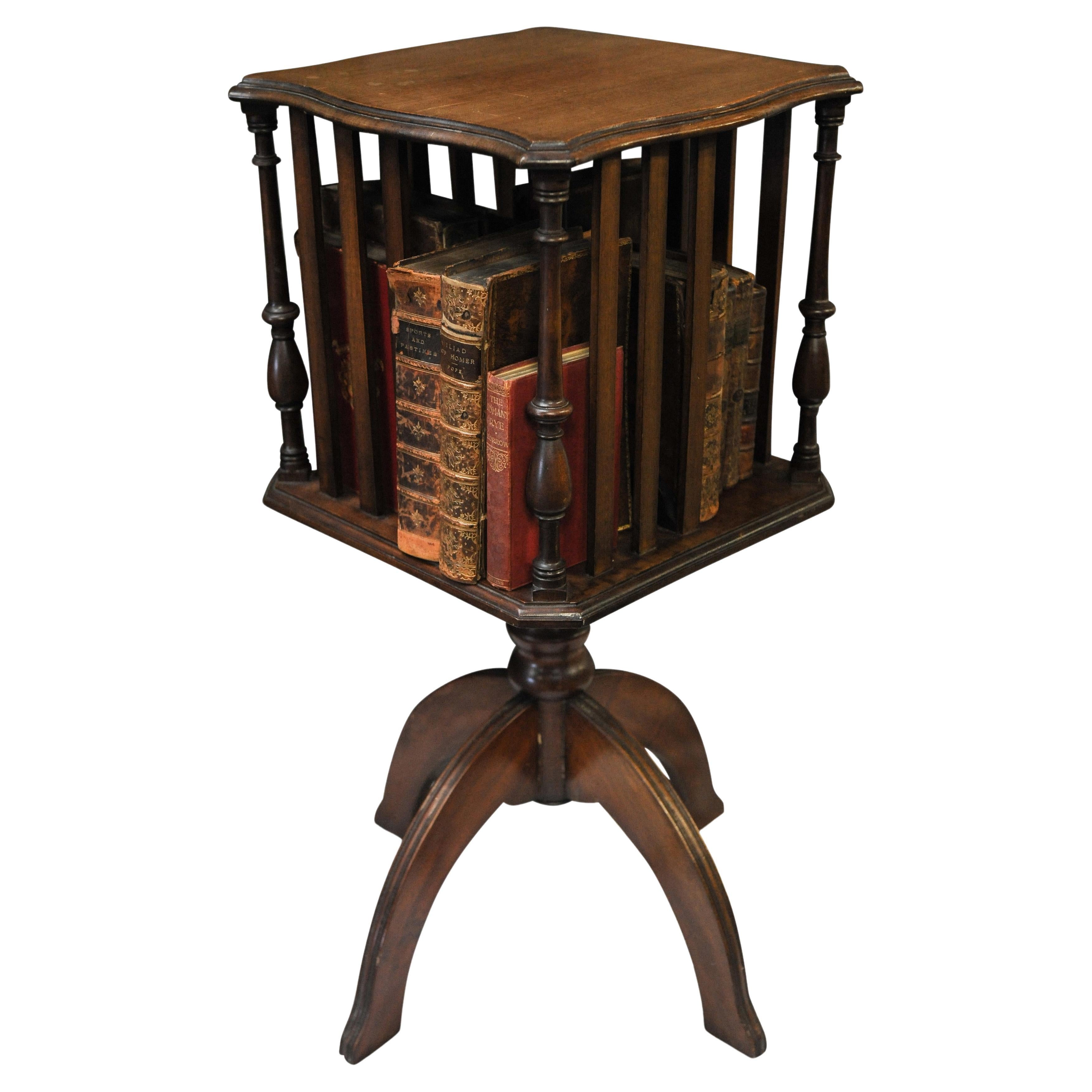 Victorian Handmade Floor Standing Revolving Bookcase with Chamfered Edge 1870's For Sale