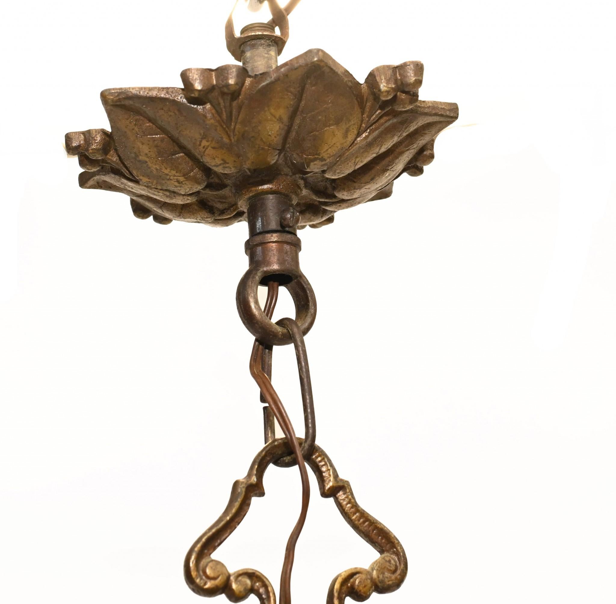 Victorian Hanging Lantern Brass Hall Light For Sale 2