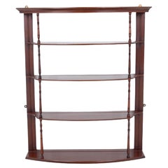 Victorian Hanging Wall Rack Mahogany Book Shelf 1880