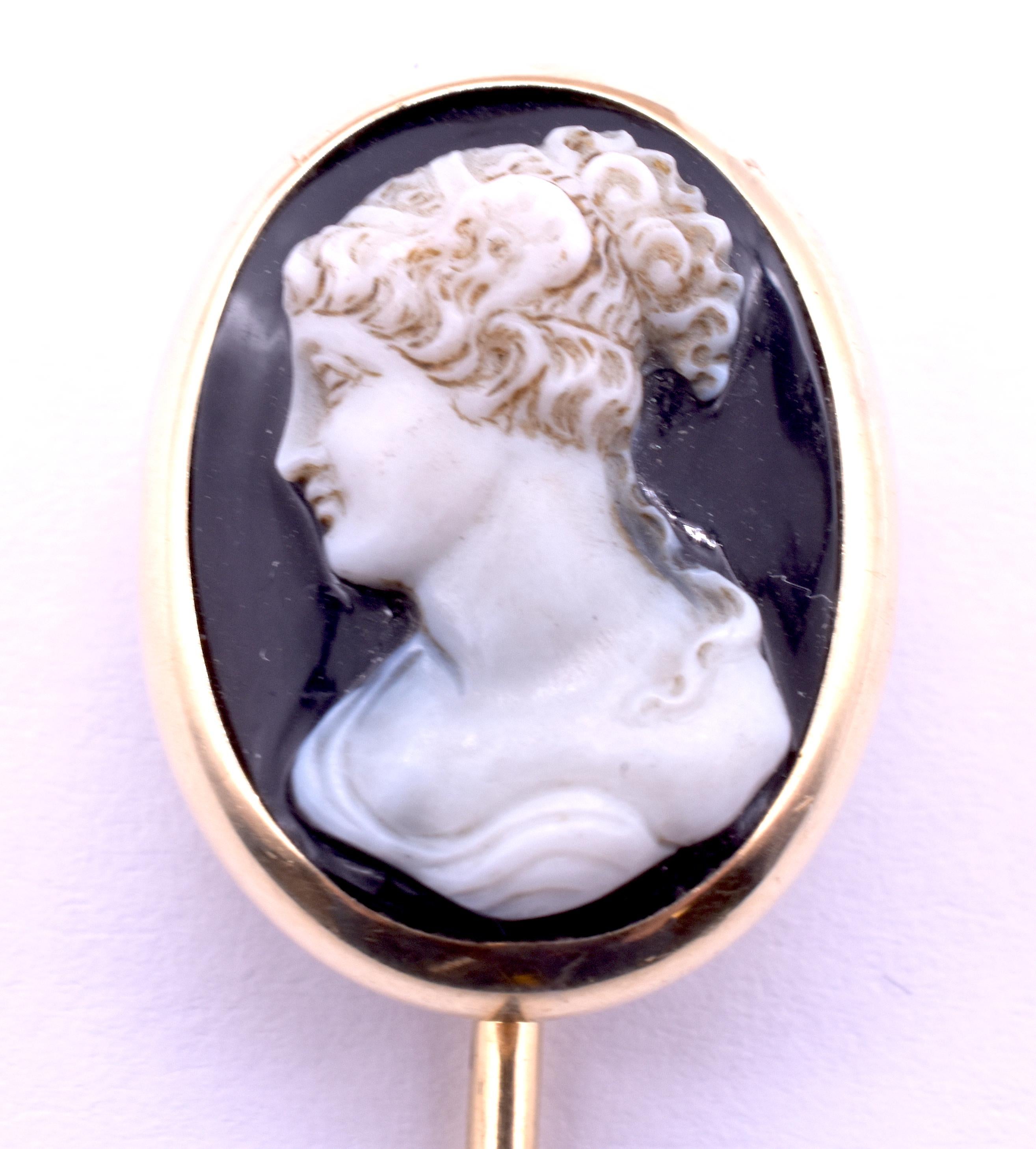 We love this alluring stickpin of Psyche, considered a minor deity in Greek mythology. Willing to risk her life to go to the end of the earth to be reunited with her soul mate (Cupid), Psyche epitomized the virtuous and devoted wife. The ameba-