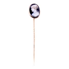 Antique Victorian Hard Stone Agate Cameo Stickpin of Psyche