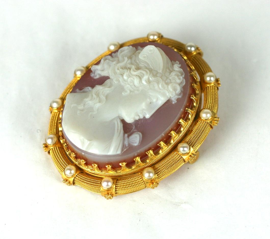 Women's or Men's Victorian Hard Stone Cameo of Psyche