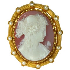 Antique Victorian Hard Stone Cameo of Psyche