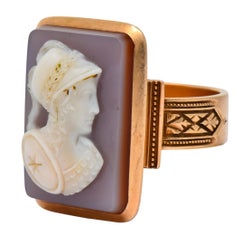 Victorian Hardstone 14 Karat Rose Gold Athena Cameo Ring