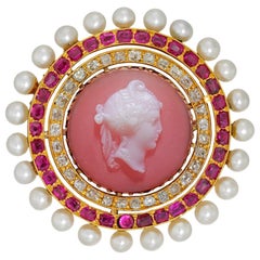 Antique Victorian Hardstone Cameo Brooch