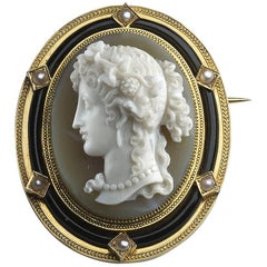 cameo brooches for sale Victorian Hardstone Cameo Brooch