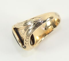 Victorian Hardstone Intaglio Unisex Portrait Gold Ring Estate Fine Jewelry