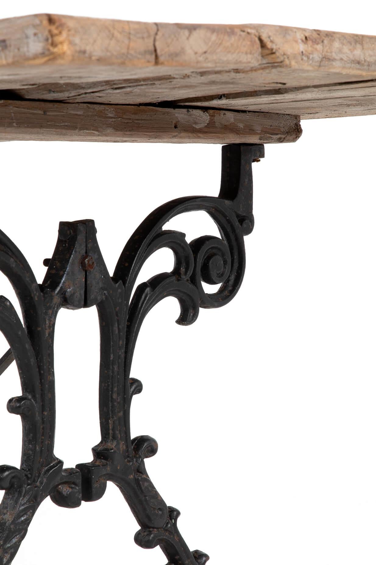 19th Century Victorian Hardwood Garden Table in Cast Iron Base, circa 1890 For Sale