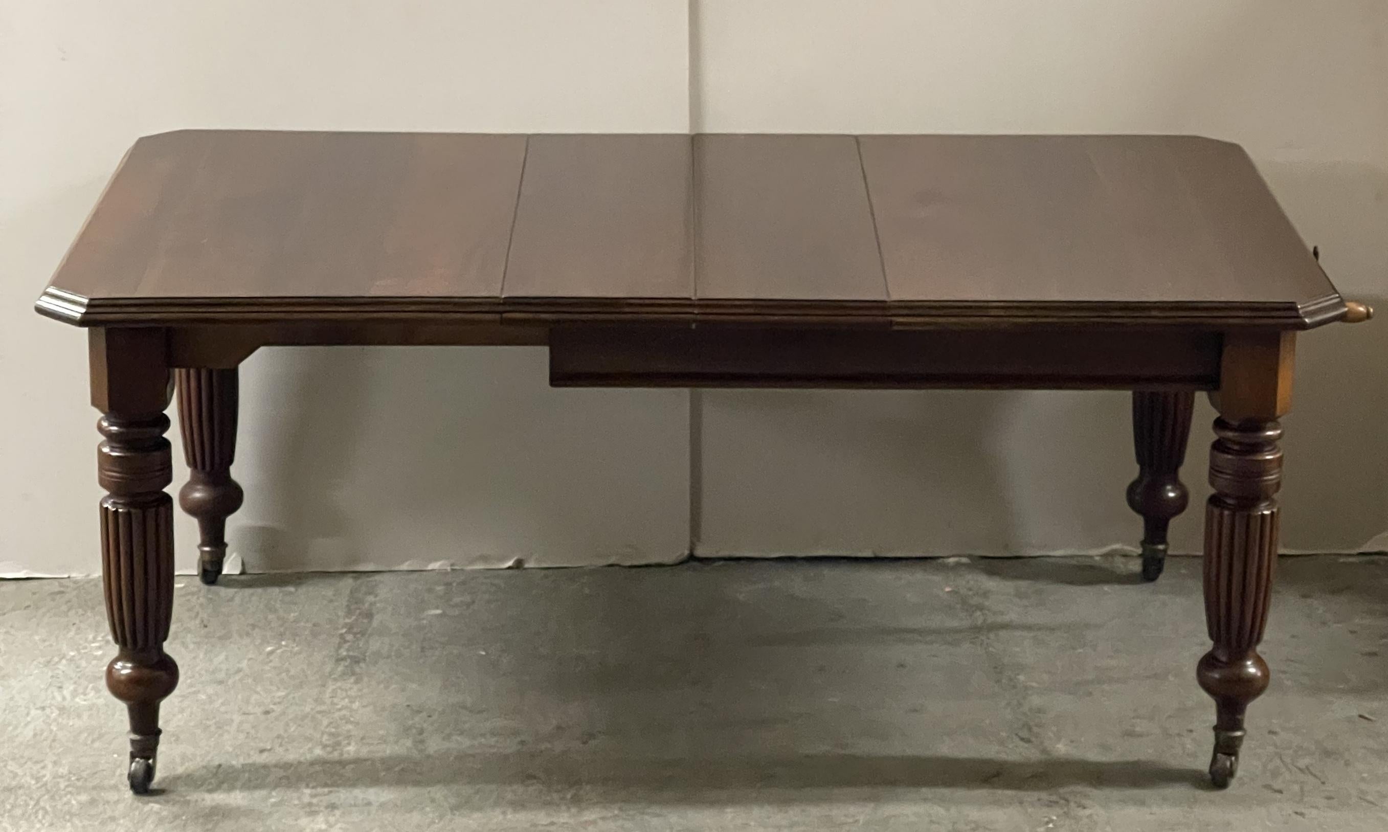 Victorian Hardwood Wind Out Extending Dining Table with Fluted Legs and Castors 8