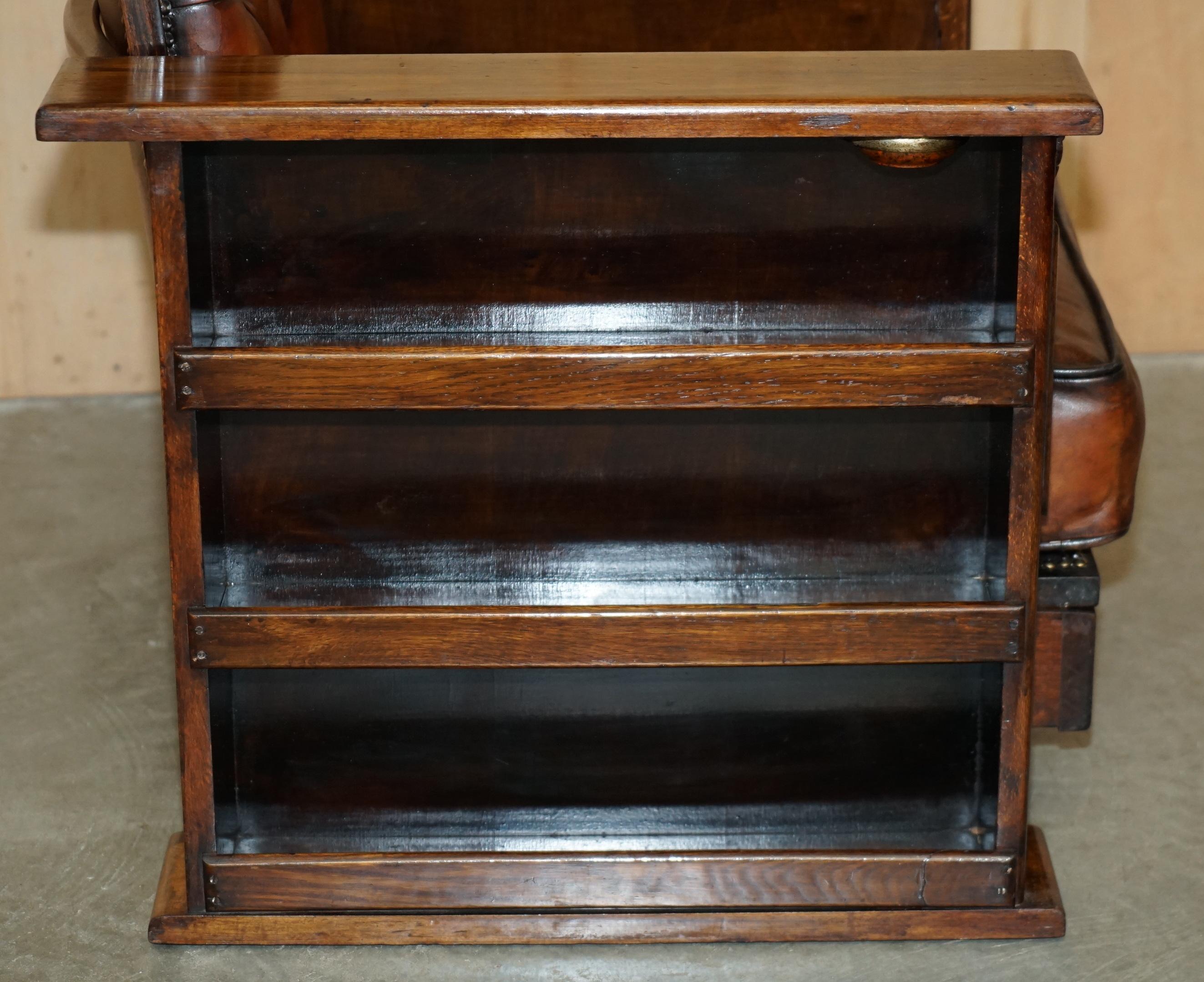 VICTORIAN HARROPS CHESTERFiELD BROWN LEATHER RECLINER DRINKS CABINET ARMCHAIR 2