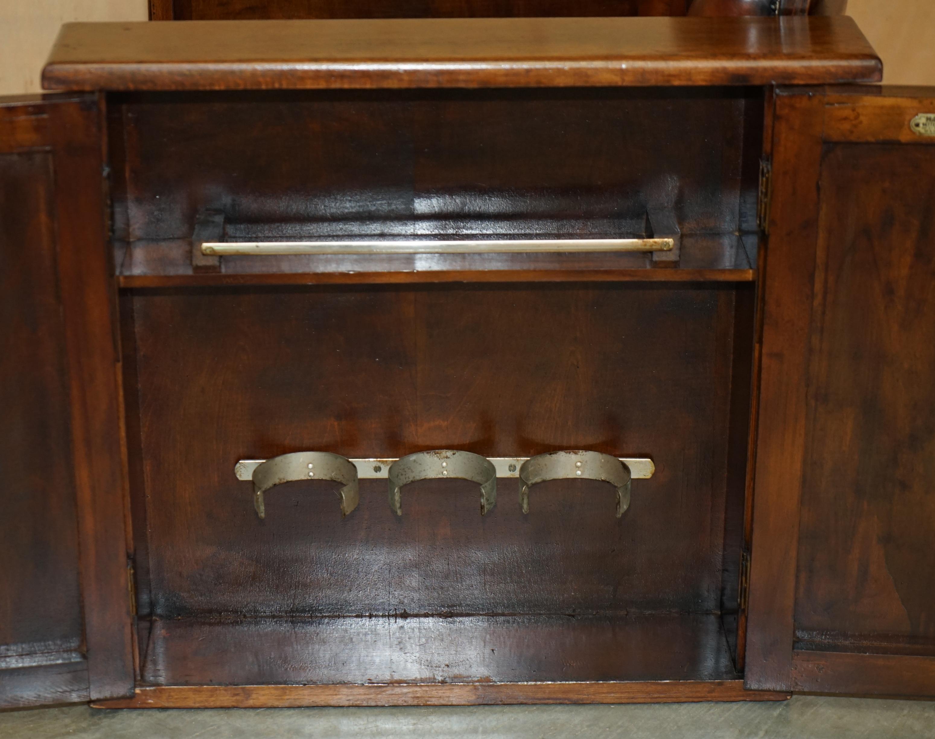 VICTORIAN HARROPS CHESTERFiELD BROWN LEATHER RECLINER DRINKS CABINET ARMCHAIR 8