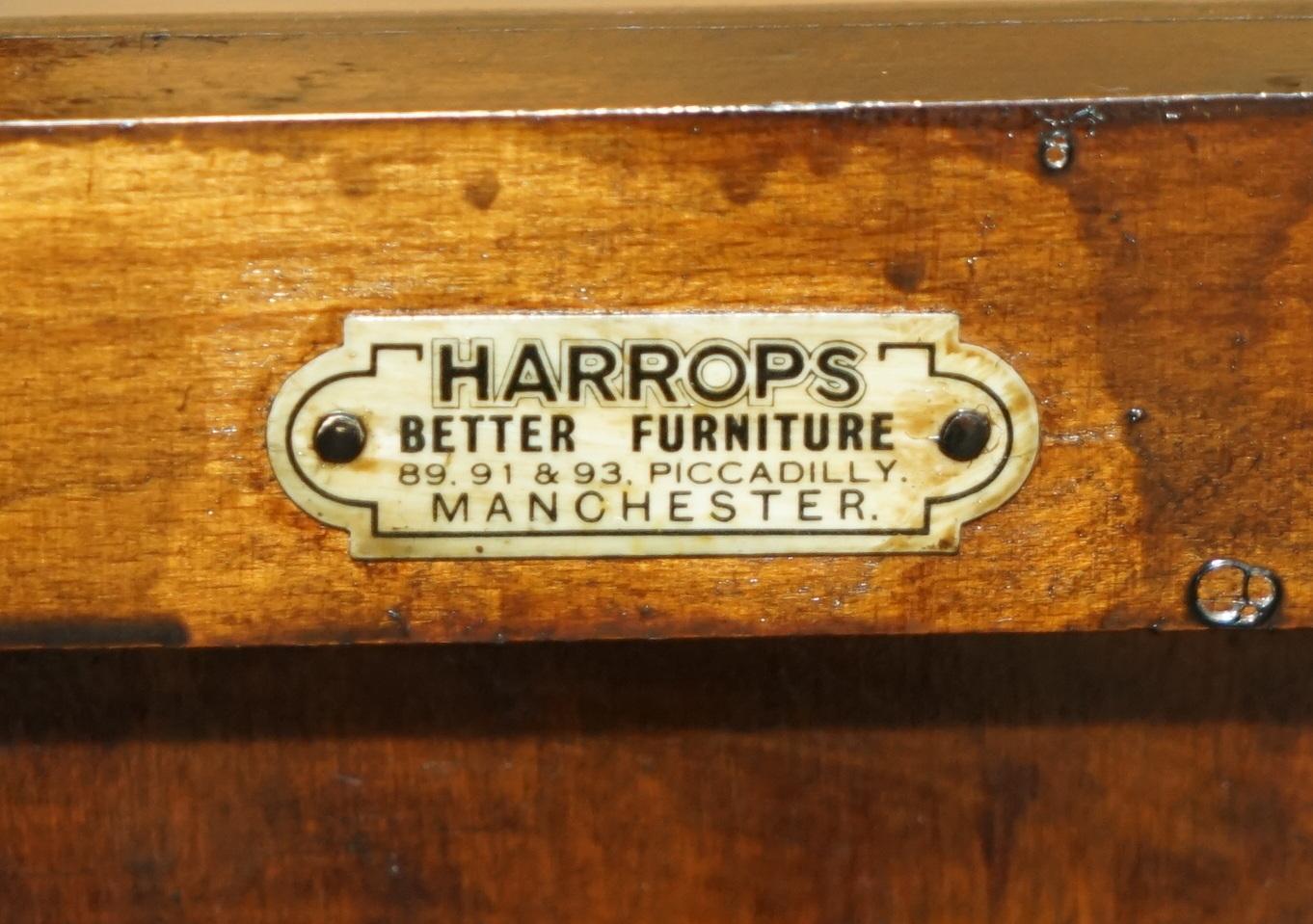 VICTORIAN HARROPS CHESTERFiELD BROWN LEATHER RECLINER DRINKS CABINET ARMCHAIR 9