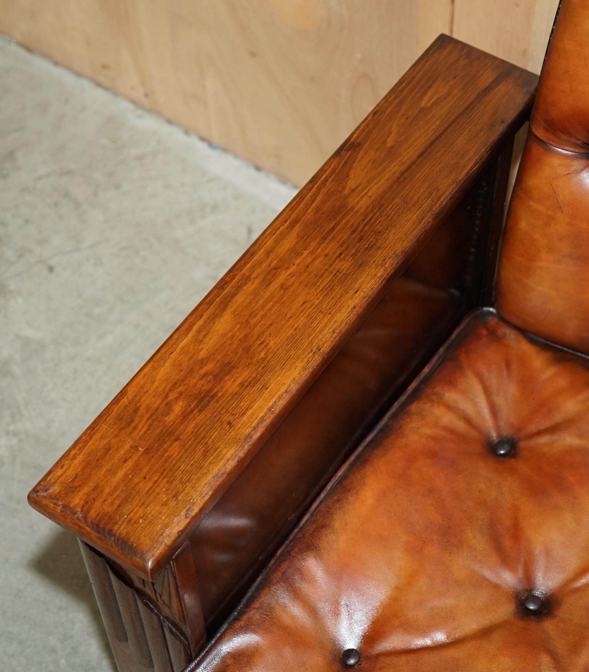 Leather VICTORIAN HARROPS CHESTERFiELD BROWN LEATHER RECLINER DRINKS CABINET ARMCHAIR