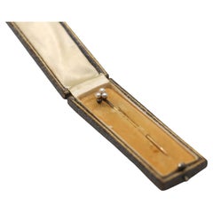 Victorian Hat Pin Brooch Clover Pearl Beads Original Box, 1890