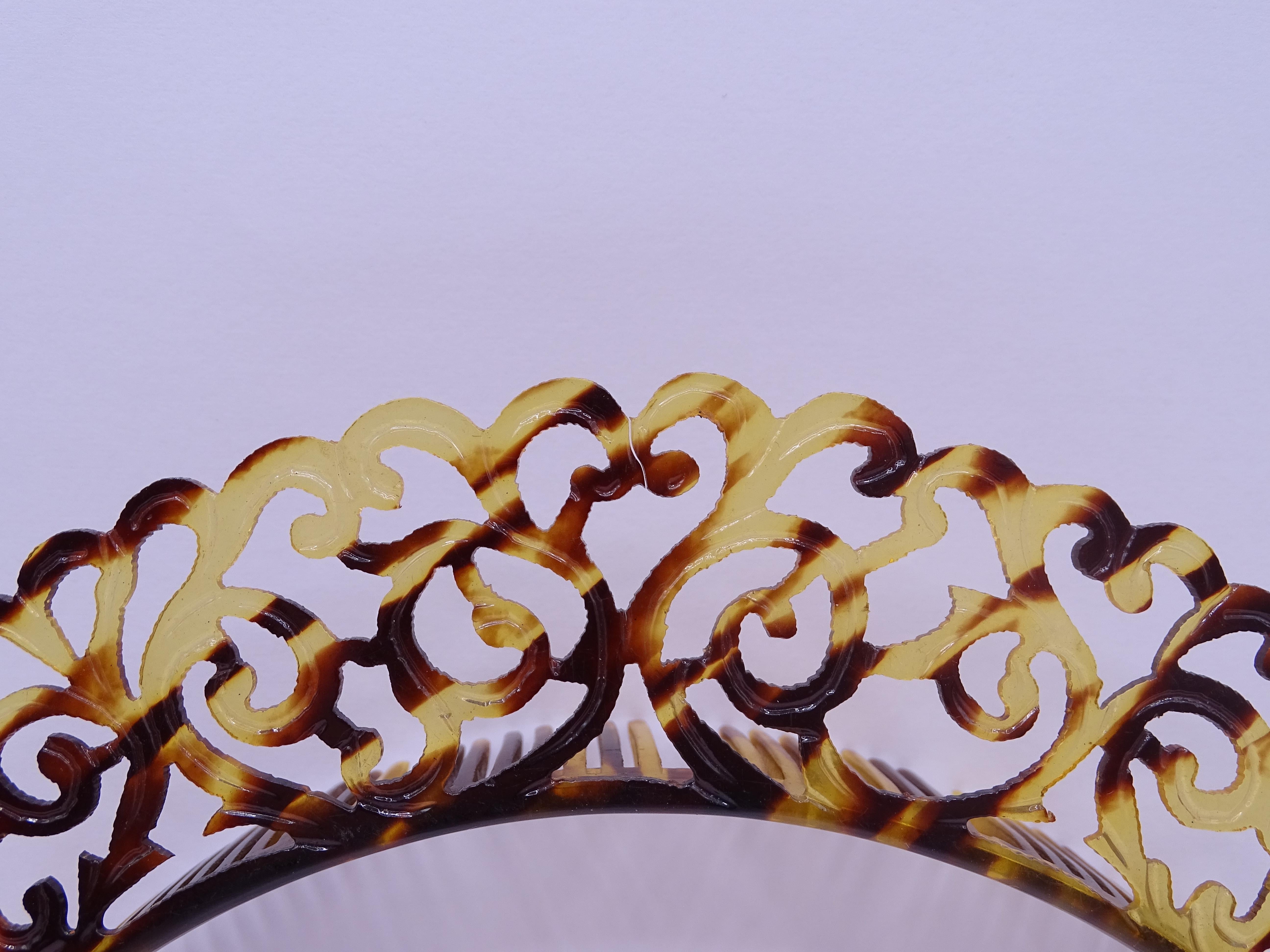 Victorian headband hair comb in imitation tortoiseshell, semicircular ...