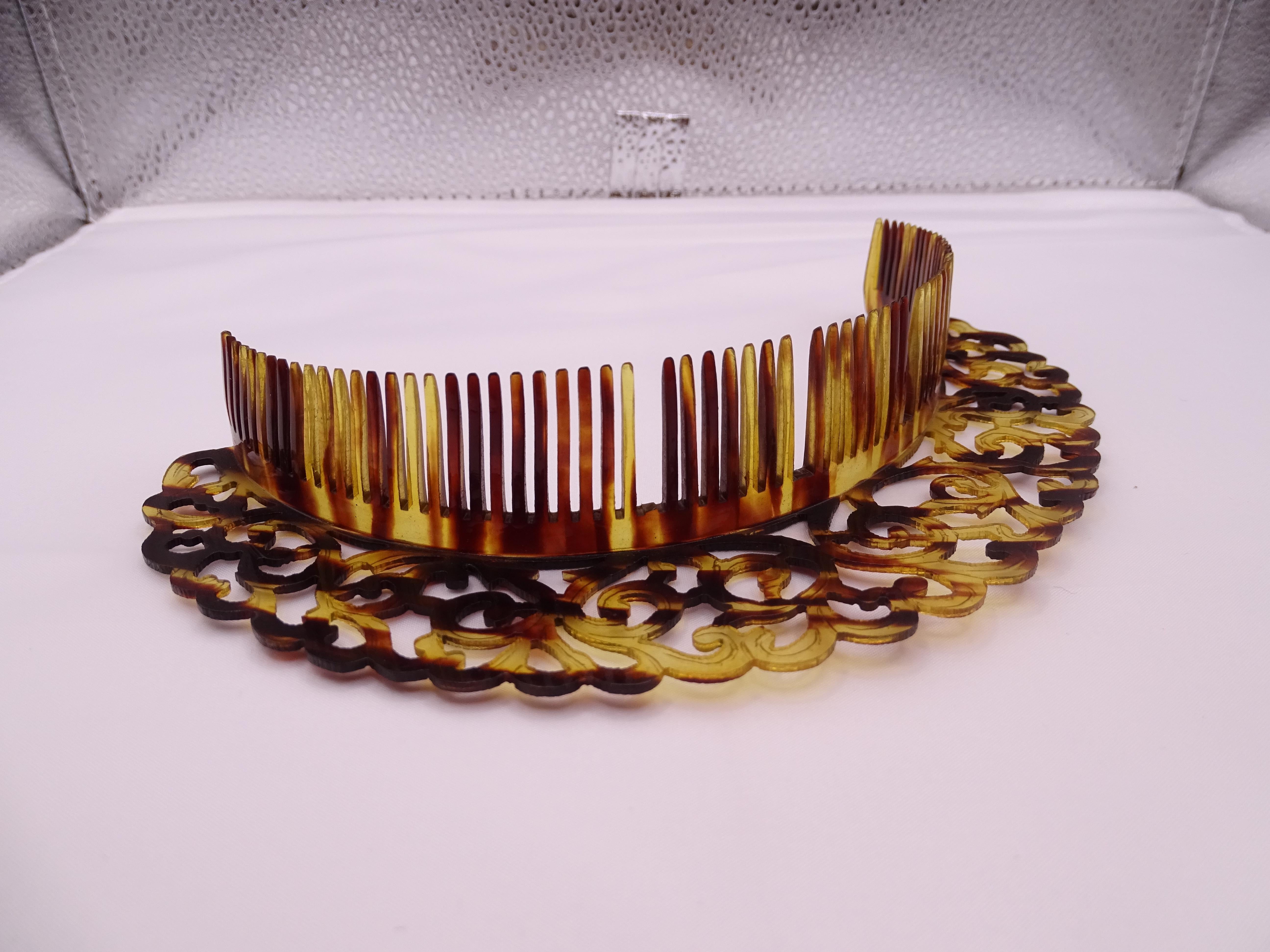 Victorian headband hair comb in imitation tortoiseshell, semicircular ...