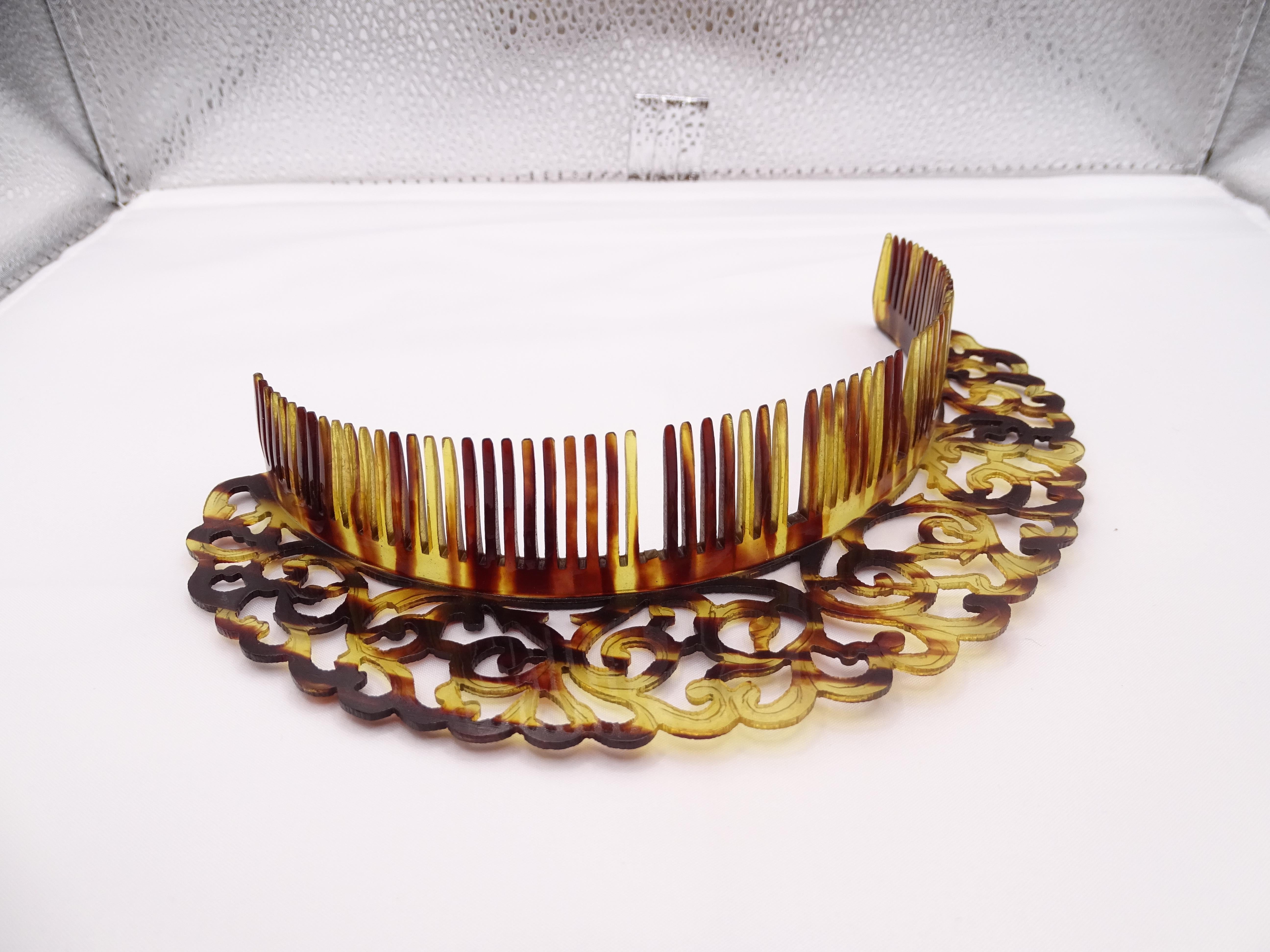 Victorian headband hair comb in imitation tortoiseshell, semicircular ...