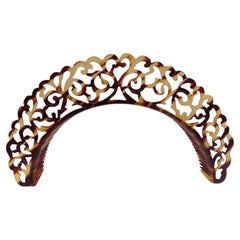 Victorian headband hair comb in imitation tortoiseshell, semicircular structure
