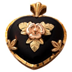 Victorian Heart Pendant of Gold and Enamel
