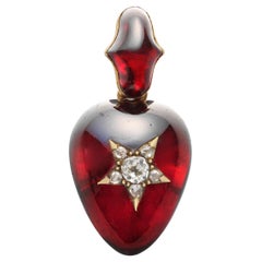 Victorian Heart-Shaped Garnet and Diamond Pendant