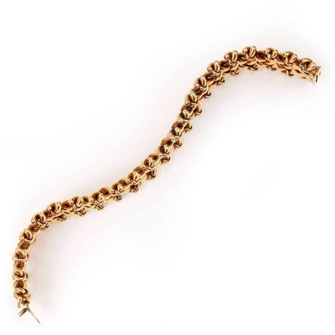 Women's or Men's Victorian Heavy 18ct Yellow Gold Wide Lattice Bracelet, Circa 1876