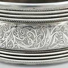 Antique Victorian Heavy Silver Engraved Bangle Bracelet