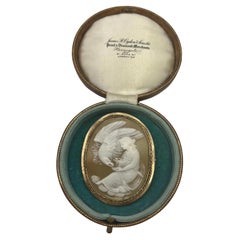 Victorian Hebe & Zeus Shell Large Cameo 9ct Brooch, Circa 1900