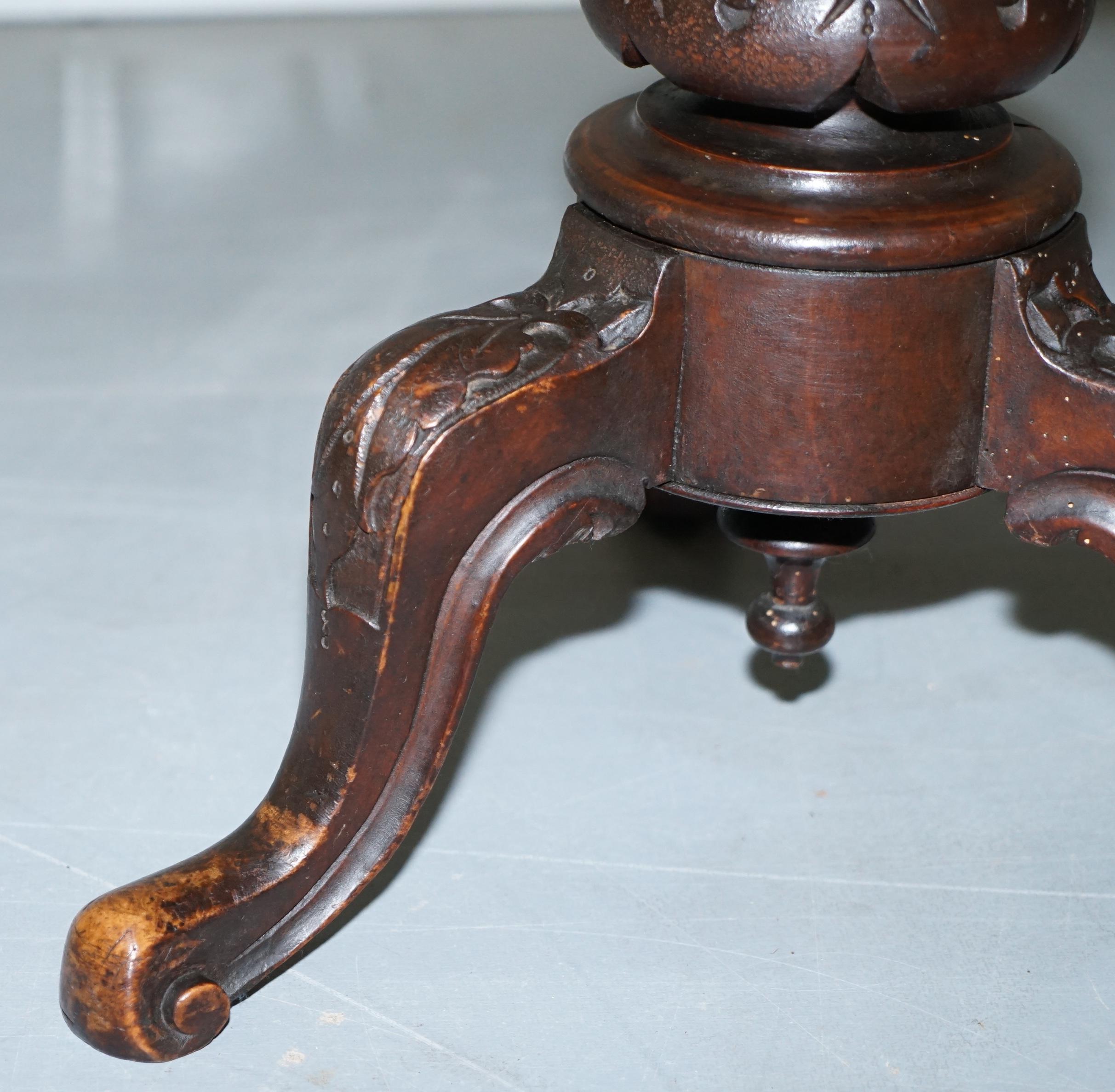 Victorian Height Adjustable Burr Walnut Chess Games Table Carved Legs circa 1880 4