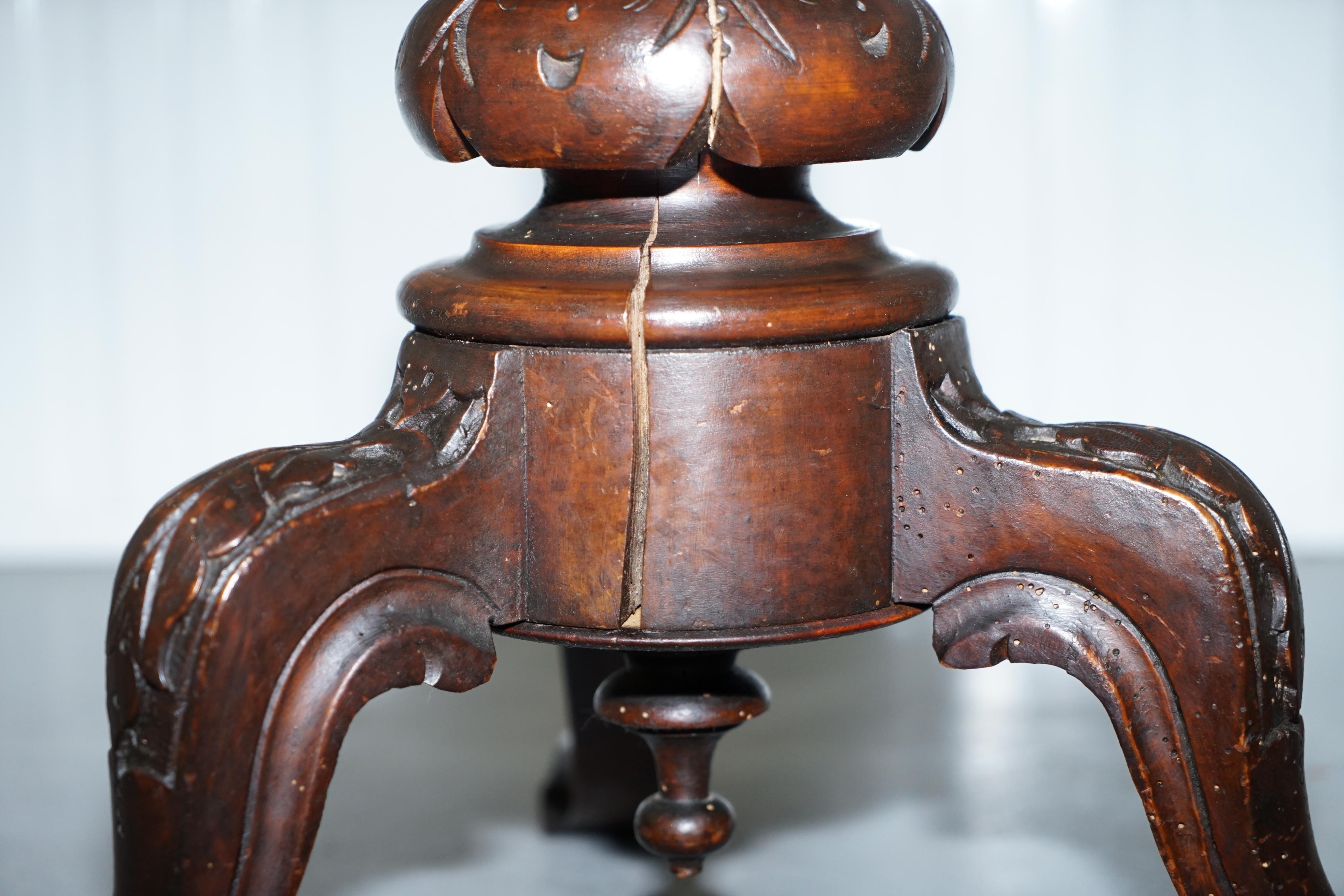 Victorian Height Adjustable Burr Walnut Chess Games Table Carved Legs circa 1880 6