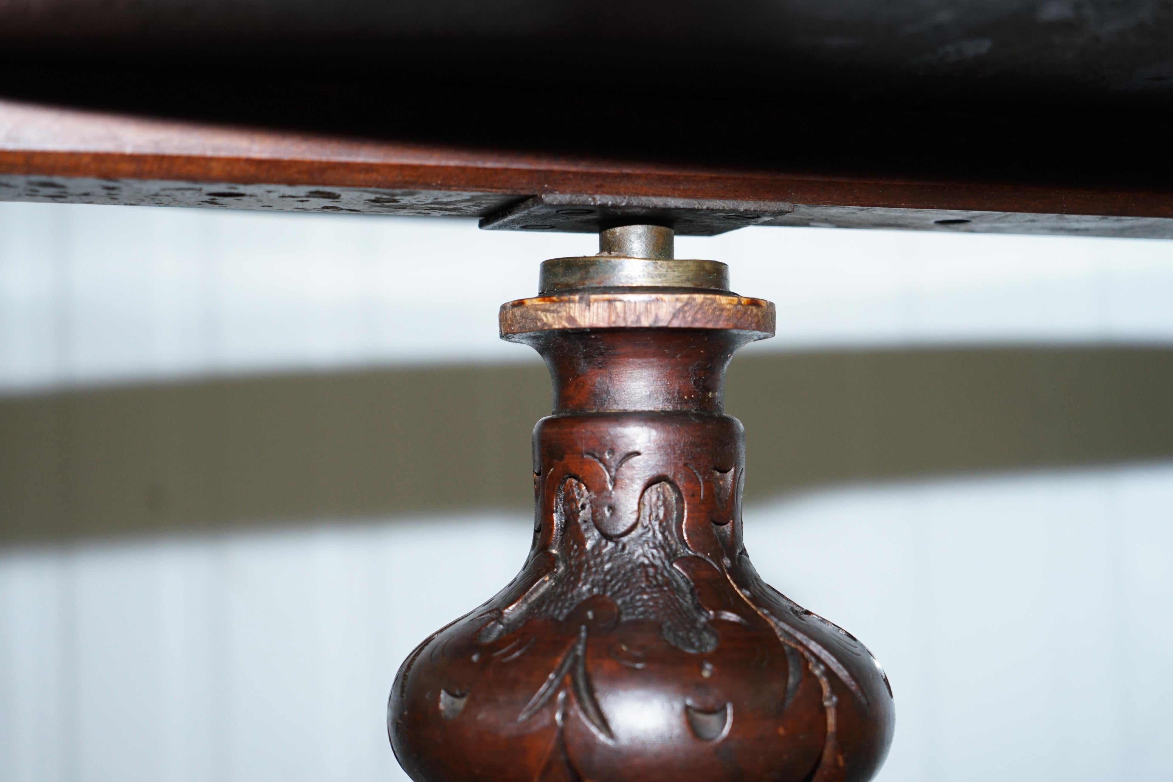 Victorian Height Adjustable Burr Walnut Chess Games Table Carved Legs circa 1880 9