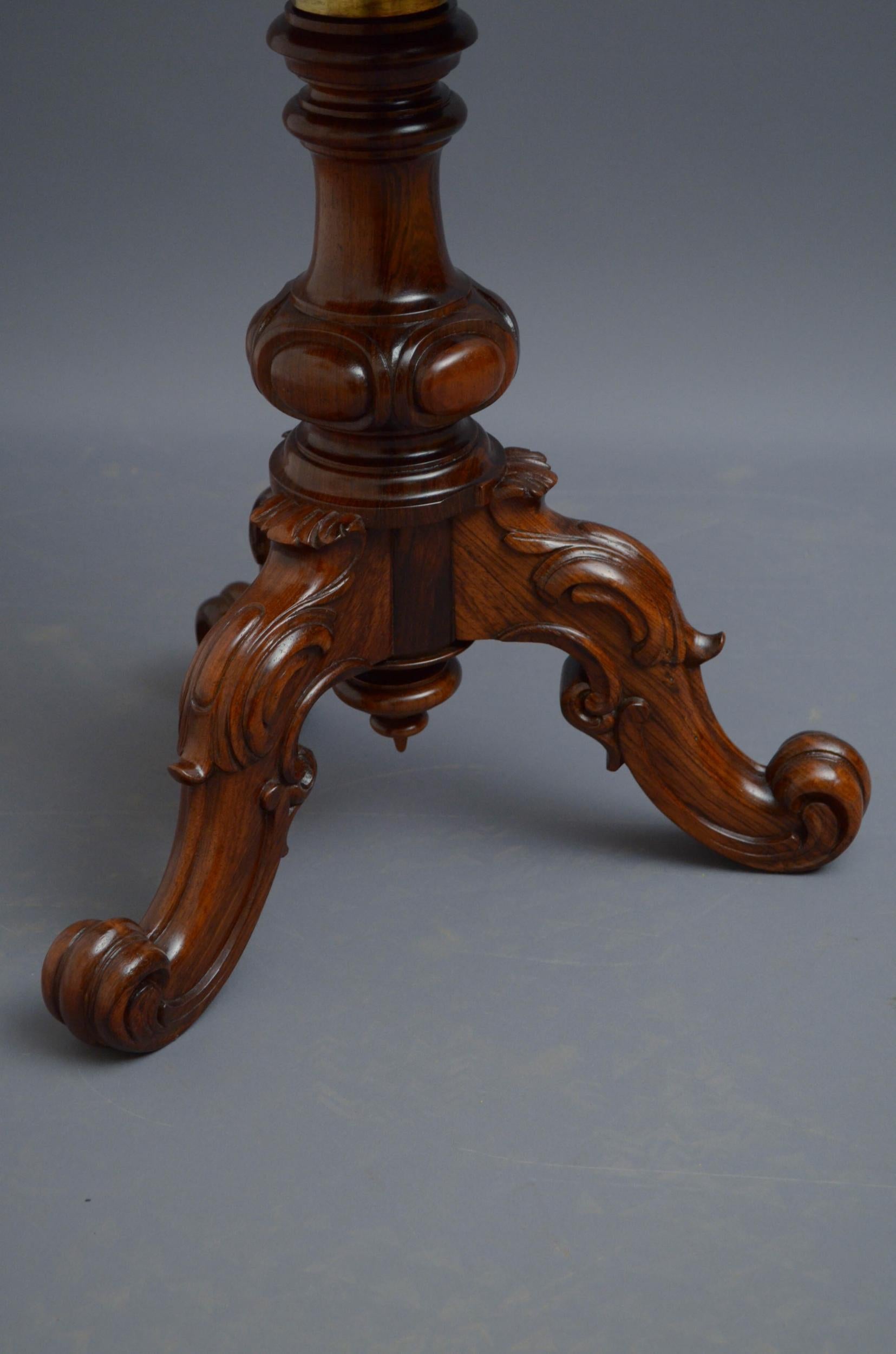 Victorian Height Adjustable Stool in Rosewood For Sale 4