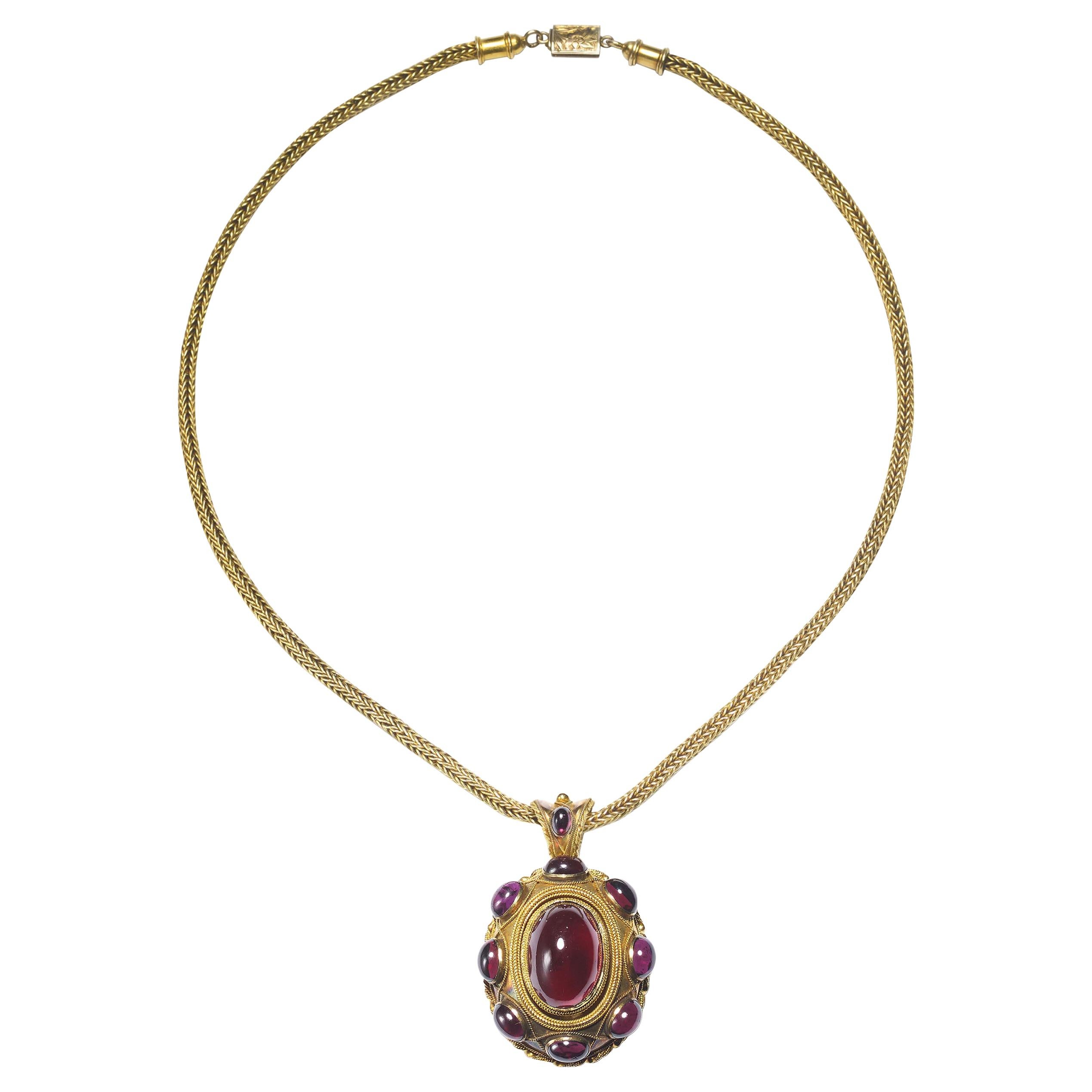 Victorian Hellenistic Style Garnet Pendant, circa 1875