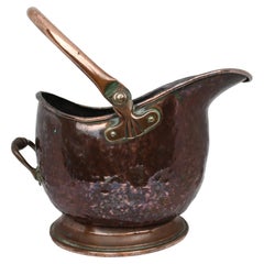 Victorian Helmet Shaped Copper Coal Scuttle