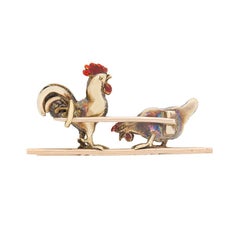 Victorian Hen Diamond and Ruby Brooch, circa 1900s
