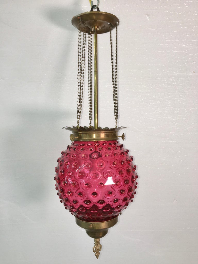 Victorian Hobnail Cranberry Glass Hall Lantern at 1stDibs fenton