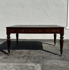 Victorian Holland and Sons Double Sided Black Top Partner Desk