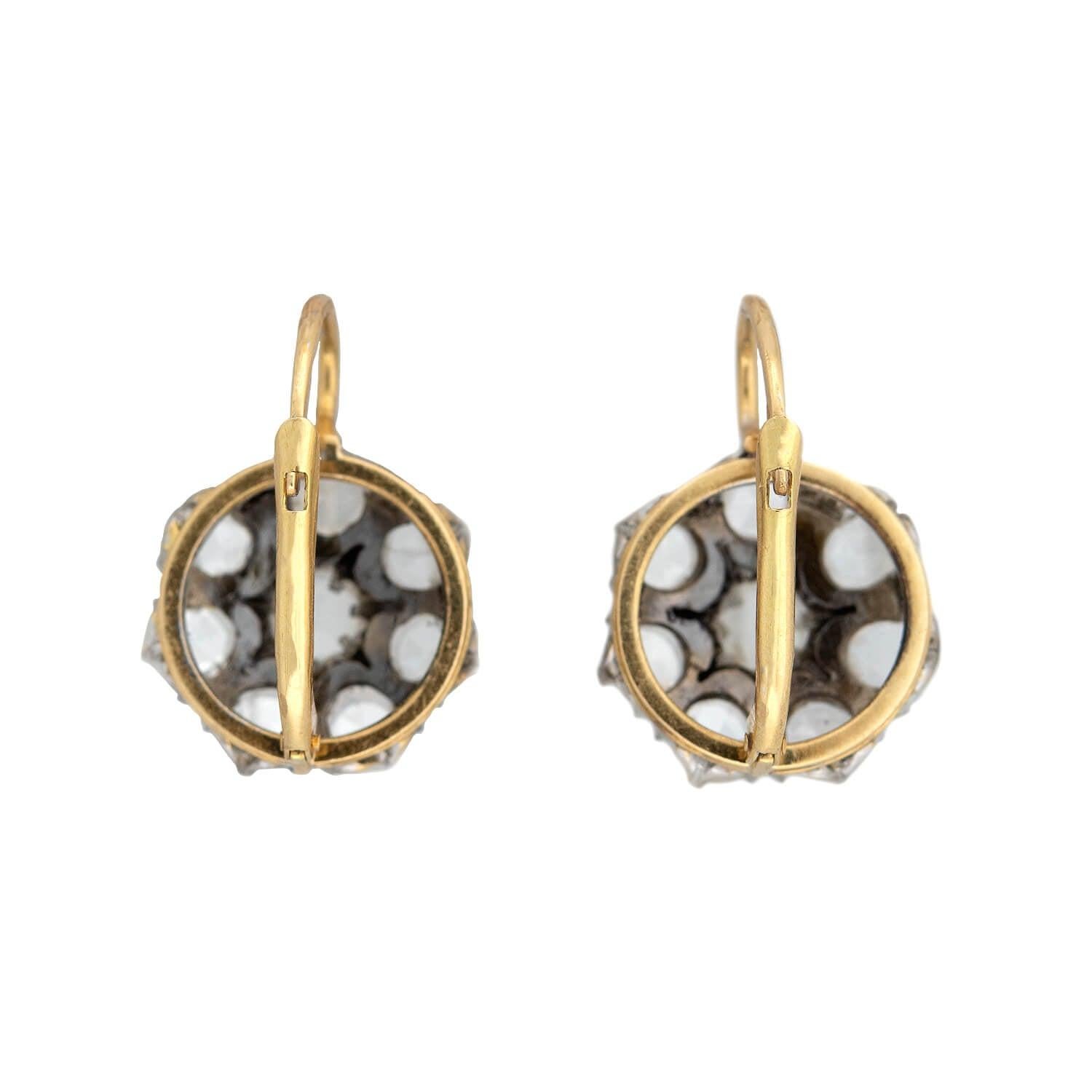 Viktorianische Holland Diamant-Cluster-Ohrringe im Rosenschliff 3ctw im Zustand „Relativ gut“ im Angebot in Narberth, PA