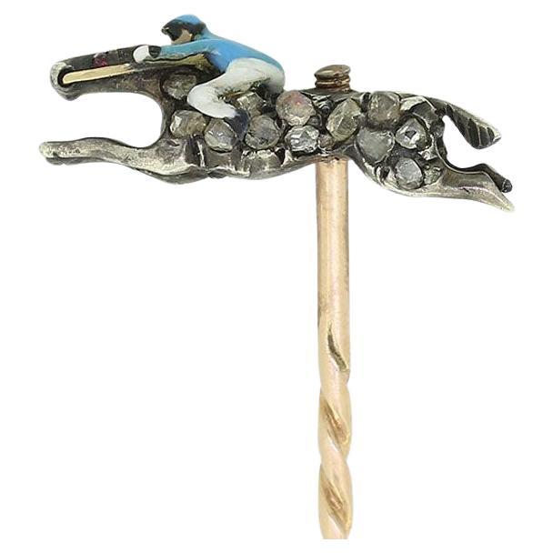 Victorian Horse and Jockey Diamond Stick Pin