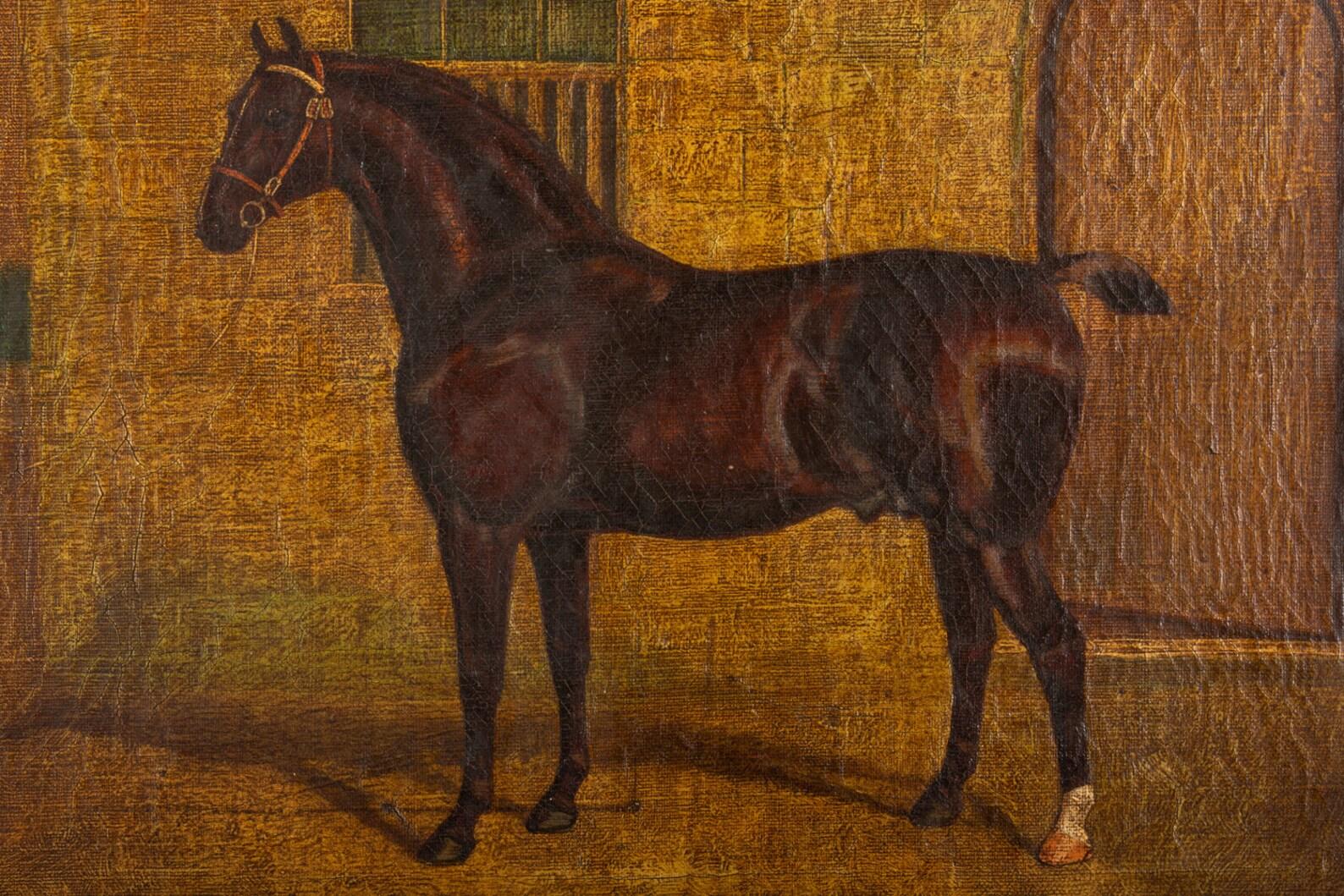 Victorian Horse-Equestrian Oil Painting On Canvas By Albert Clark For Sale 5