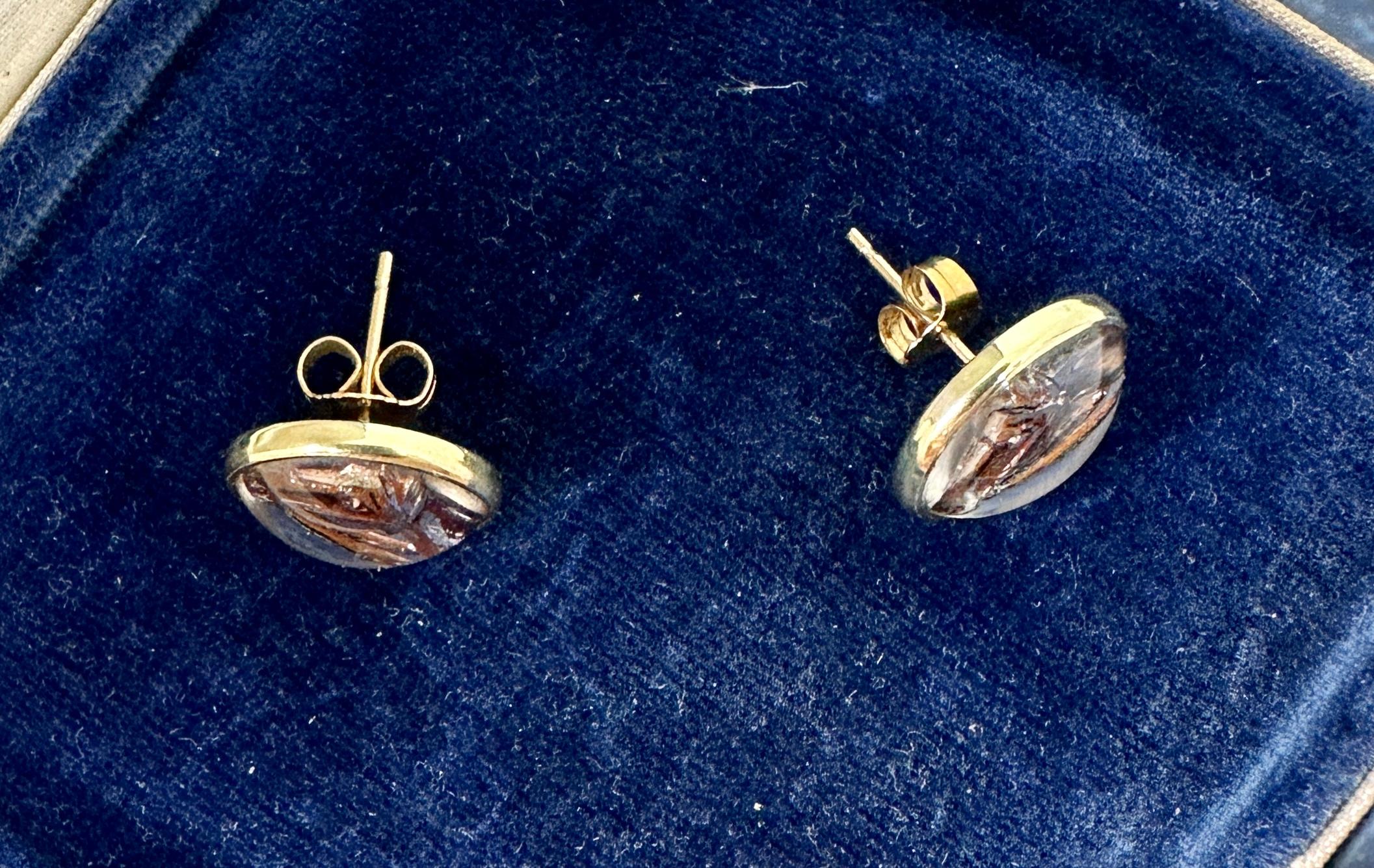 Victorian Horse Essex Crystal Earrings Enamel 14 Karat Gold Equestrian Racing For Sale 5