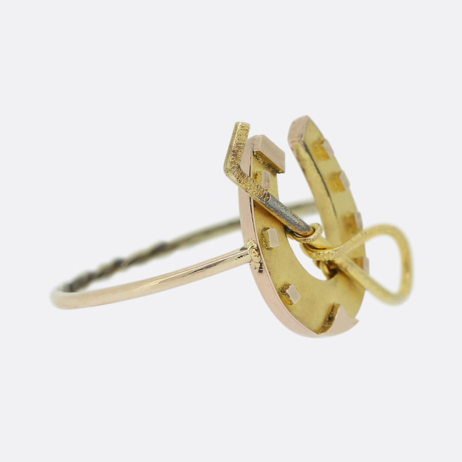 Victorian Horseshoe and Riding Crop Ring In Good Condition In London, GB